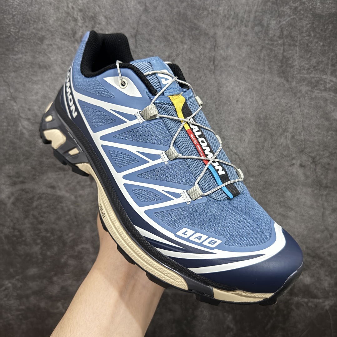 图片[3]-【PZ纯原】SALOMON XT-6 萨洛蒙潮流越野机能户外功能鞋 风尚千蓝 473816 全新版本出货 好货不怕晚 品质 细节 材料都是肉眼可以见！ 售前售后也是其它工厂无法匹敌！ 纯原外贸平台特供订单 耗时半年巨作 全套原纸板楦头开发 原厂特供网布配套加持 确保原汁原味 完美呈现版型 原档数据独家私模五层组合大底 原装Ortholite轻量化鞋垫 中底布带钢印编号 原厂TPU锁扣 进口港宝加持 后跟自然饱满 还原公司包裹性 鞋面以“锯齿”状的包裹系统呈现 在基色底之下加入了各种色点缀 将公司的最新技术和时尚前卫的造型融入耐用的长跑款式中 鞋面由 TPU 薄膜制成 并焊接在高耐磨网眼上 使其既时尚又坚固 由 ACS底盘支撑 可增强稳定性和支撑力 以及由橡胶凸耳 Contragrip外底覆盖的 EVA 缓冲中底 旨在应对崎岖的地形 鞋舌上的彩色Salomon 标签、Quicklace 系统以及鞋头、鞋舌和鞋跟上的附加品牌使细节更加完美 让穿着者可以轻松驾驭户外与通勤下的任何运动生活场景 无缝鞋身户外随意纵横 颜值与脚感兼备 出街通勤 绝对非常吸睛 你值得拥有 尺码：36 36.5 37.5 38 38.5 39 40 40.5 41 42 42.5 43 44 44.5 45-选品中心