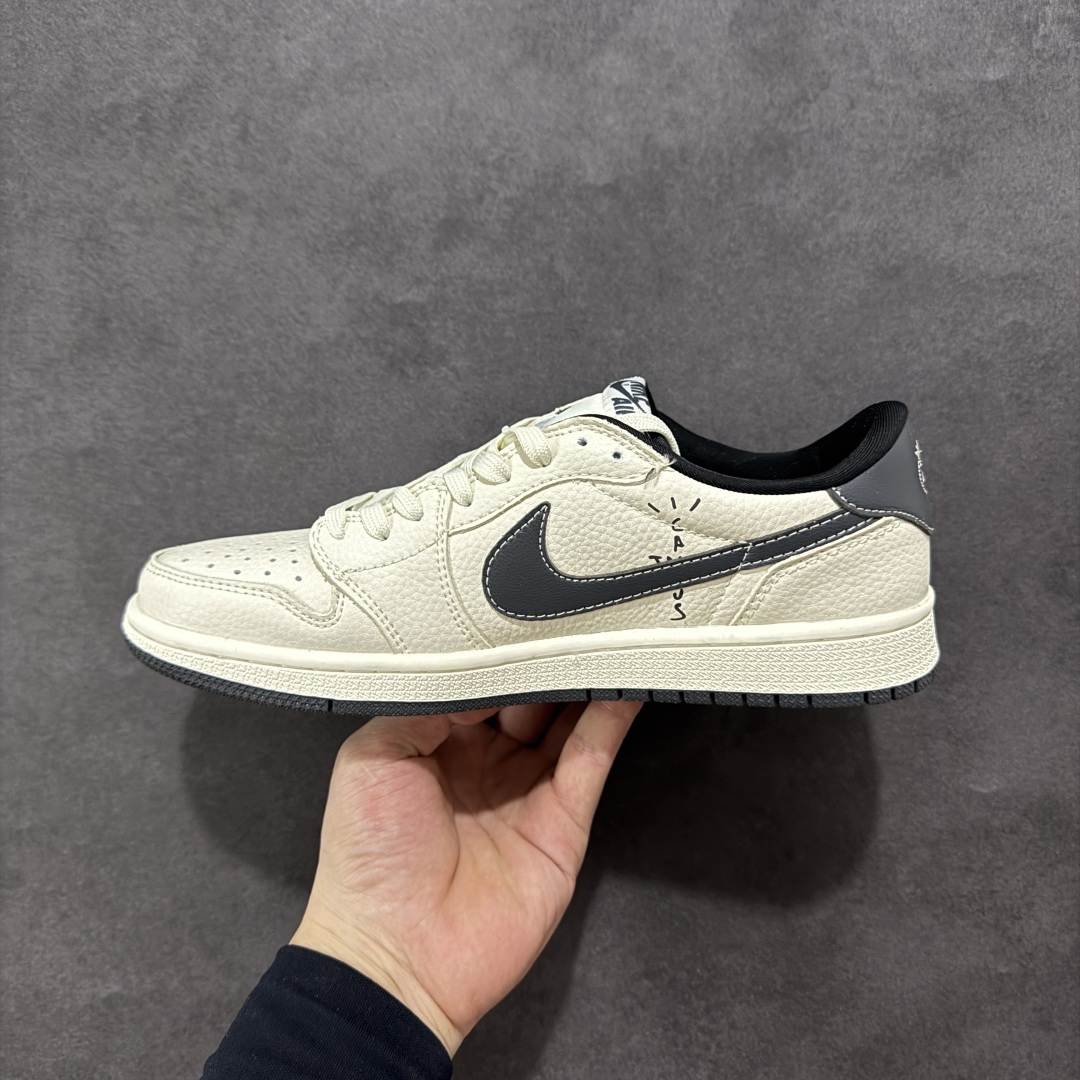 280 【定制版】Travis Scott x Fragment Design x Air Jordan 1 Low OG SP AJ1 暴力熊联名 米黑小乱勾 低帮文化休闲板鞋 LD2025-011
