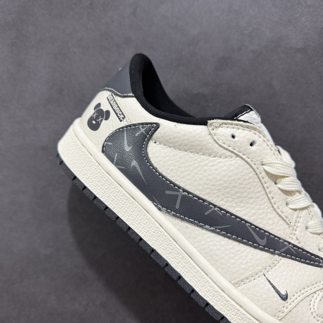 280 【定制版】Travis Scott x Fragment Design x Air Jordan 1 Low OG SP AJ1 暴力熊联名 米黑小乱勾 低帮文化休闲板鞋 LD2025-011