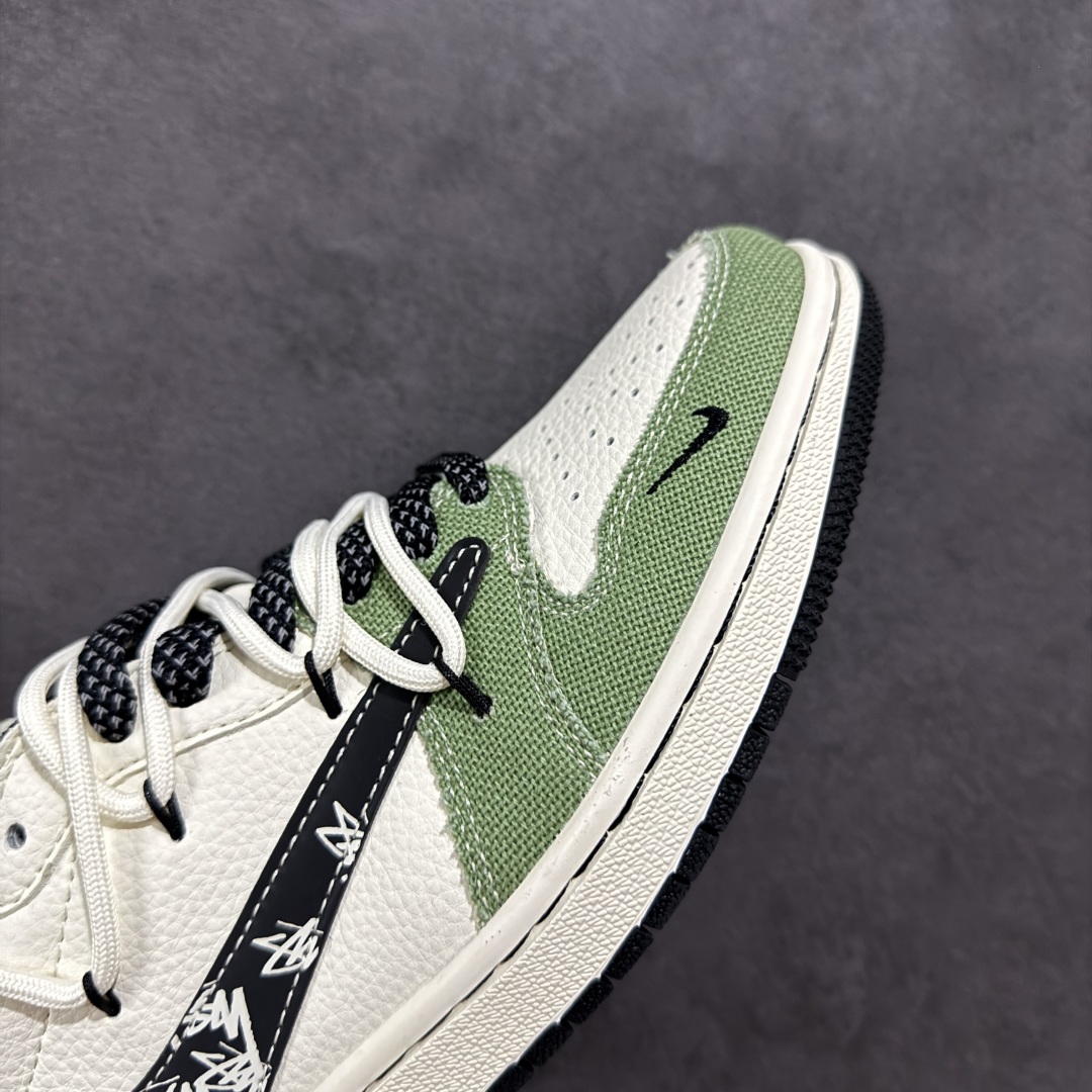 300 【定制版】Travis Scott x Fragment Design x Air Jordan 1 Low OG SP AJ1 斯图西联名 米绿帆布抽绳 低帮文化休闲板鞋 DM6868-102