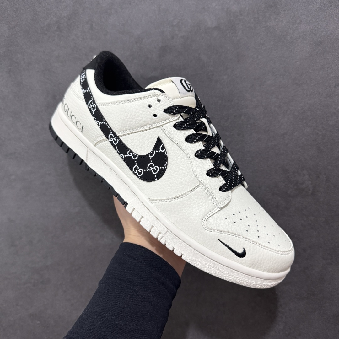 【定制版】Nike SB Dunk Low 古驰联名 米白黑勾 低帮休闲板鞋 XD6188-048