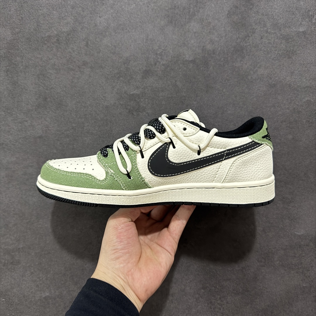 300 【定制版】Travis Scott x Fragment Design x Air Jordan 1 Low OG SP AJ1 斯图西联名 米绿帆布抽绳 低帮文化休闲板鞋 DM6868-102