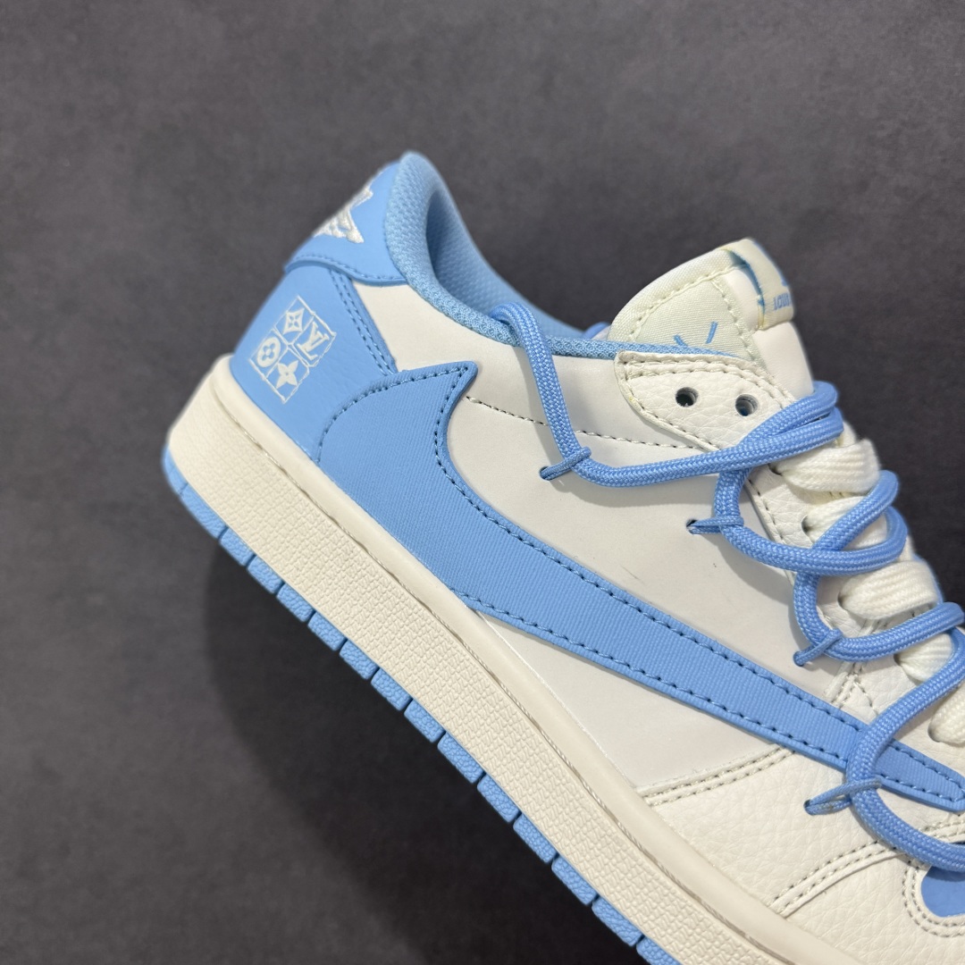 【定制版】Travis Scott x Fragment Design x Air Jordan 1 Low OG SP AJ1 LV联名 天蓝抽绳 低帮文化休闲板鞋 DM6868-107