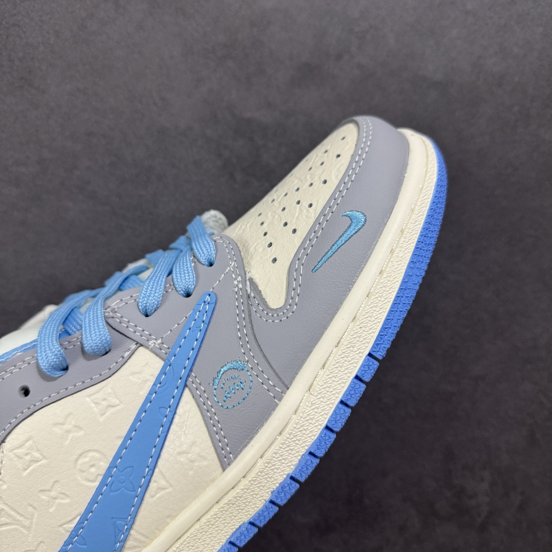 【定制版】Travis Scott x Fragment Design x Air Jordan 1 Low OG SP AJ1 LV联名 灰蓝勾 低帮文化休闲板鞋 XS2024-059