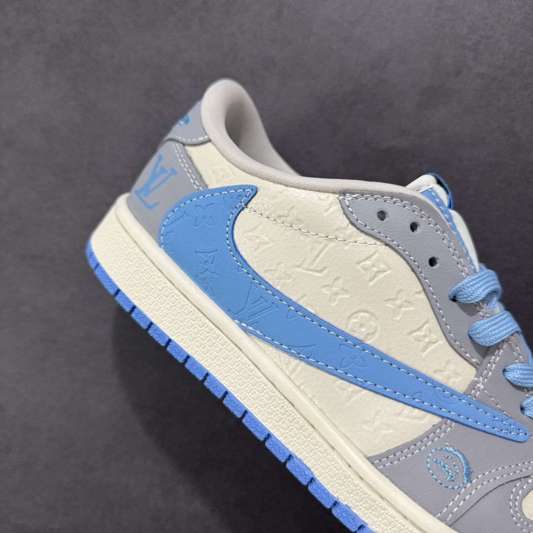 【定制版】Travis Scott x Fragment Design x Air Jordan 1 Low OG SP AJ1 LV联名 灰蓝勾 低帮文化休闲板鞋 XS2024-059
