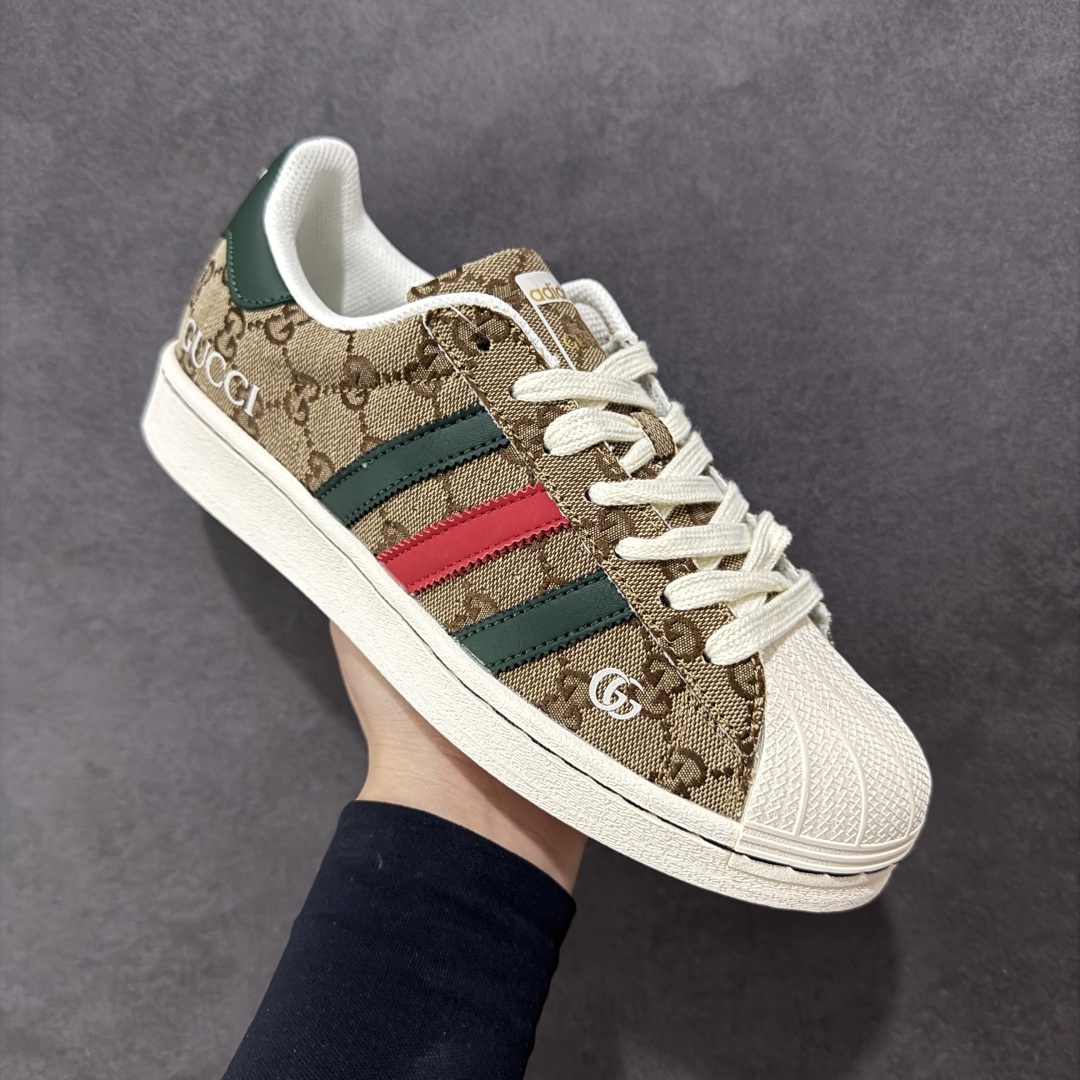 【定制版】Gucci x Ad Superstar 定制配色 古驰联名 三叶草低帮休闲百搭贝壳头板鞋 SD6807