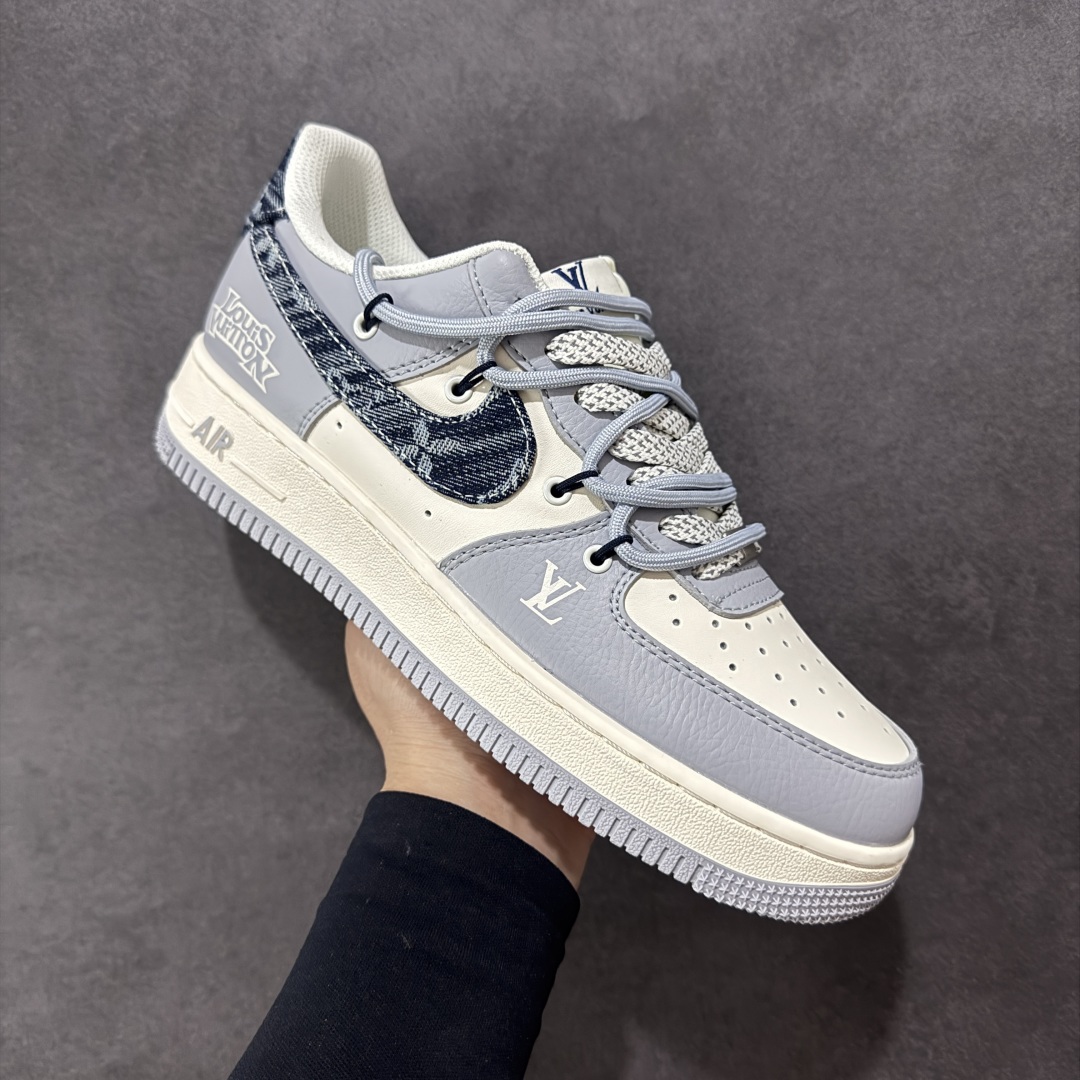 【定制版】海外限量发售！NIke Air Force 1 '07 Low “LV联名——灰蓝帆布抽绳”空军一号 低帮 运动鞋 DM6868-099