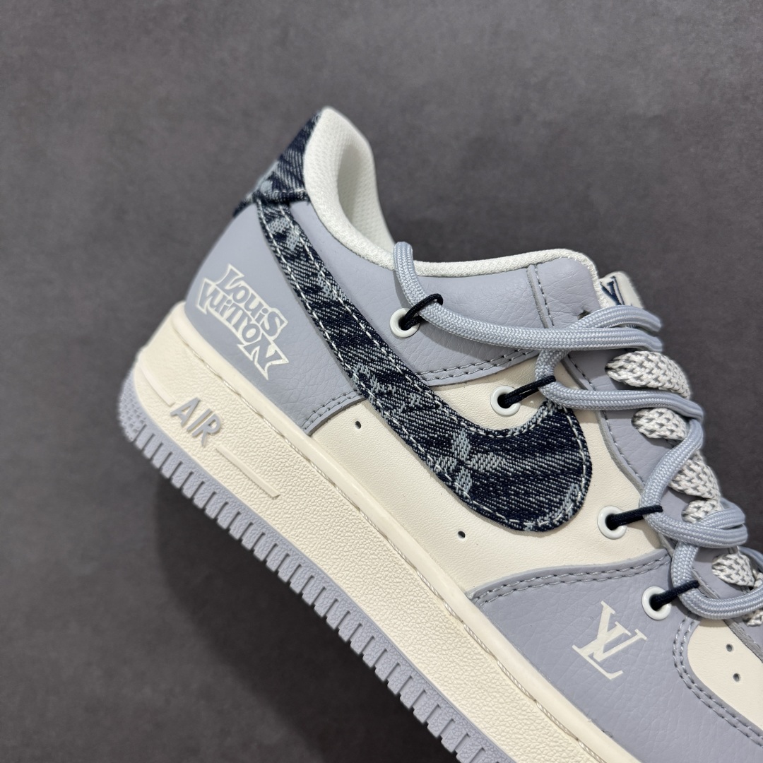 【定制版】海外限量发售！NIke Air Force 1 '07 Low “LV联名——灰蓝帆布抽绳”空军一号 低帮 运动鞋 DM6868-099