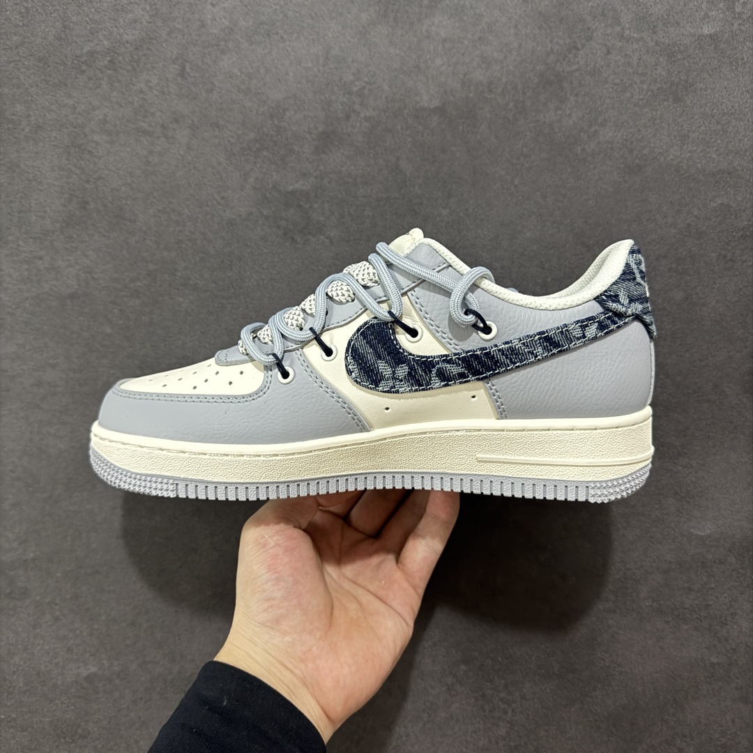 【定制版】海外限量发售！NIke Air Force 1 '07 Low “LV联名——灰蓝帆布抽绳”空军一号 低帮 运动鞋 DM6868-099