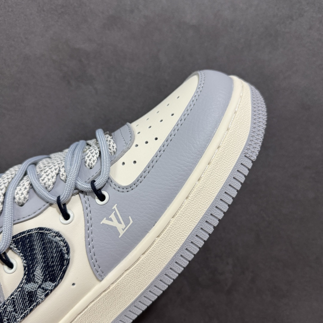 【定制版】海外限量发售！NIke Air Force 1 '07 Low “LV联名——灰蓝帆布抽绳”空军一号 低帮 运动鞋 DM6868-099