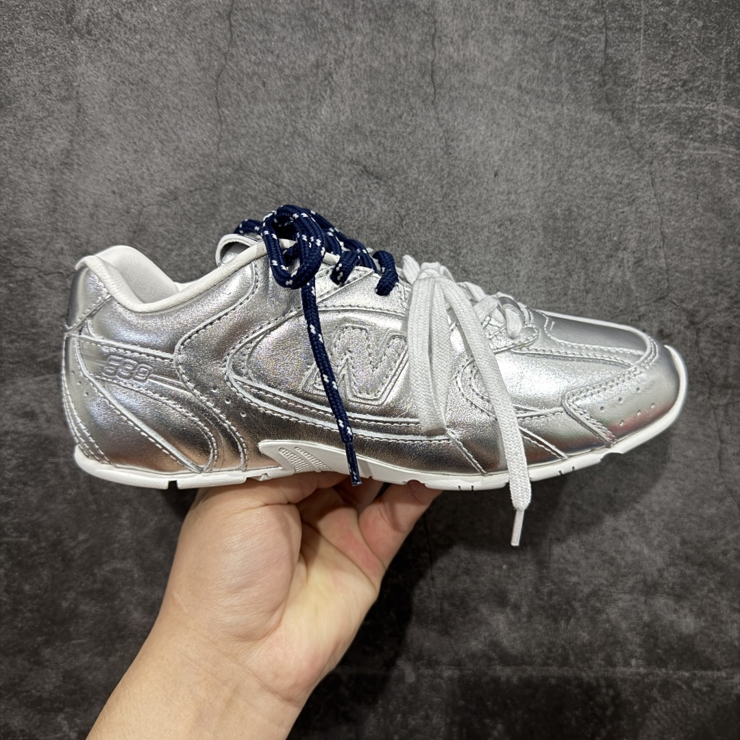 【莞产礼盒版】Miumiu x New Balance NB530 新百伦缪缪联名款复古运动鞋 银色皮面