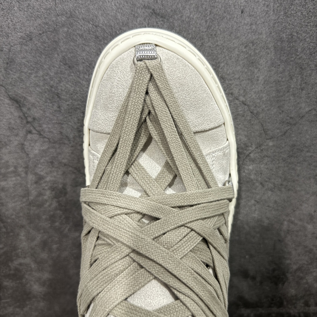 【定制版】Rick Owens Drkshdw 瑞克·欧文斯低帮皮面时尚运动板鞋 绑带浅灰