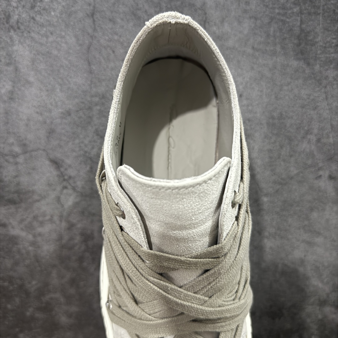【定制版】Rick Owens Drkshdw 瑞克·欧文斯低帮皮面时尚运动板鞋 绑带浅灰
