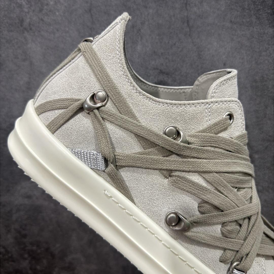 【定制版】Rick Owens Drkshdw 瑞克·欧文斯低帮皮面时尚运动板鞋 绑带浅灰