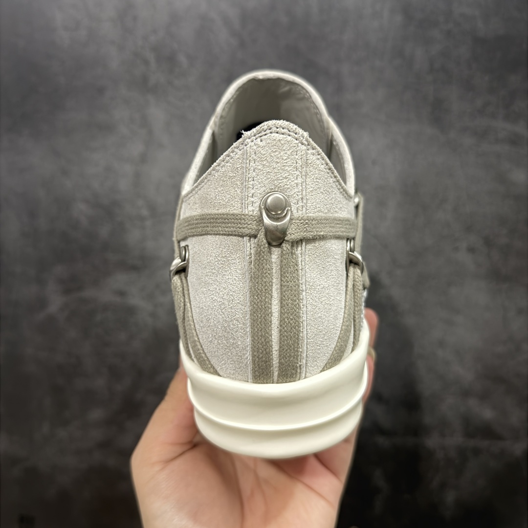 【定制版】Rick Owens Drkshdw 瑞克·欧文斯低帮皮面时尚运动板鞋 绑带浅灰