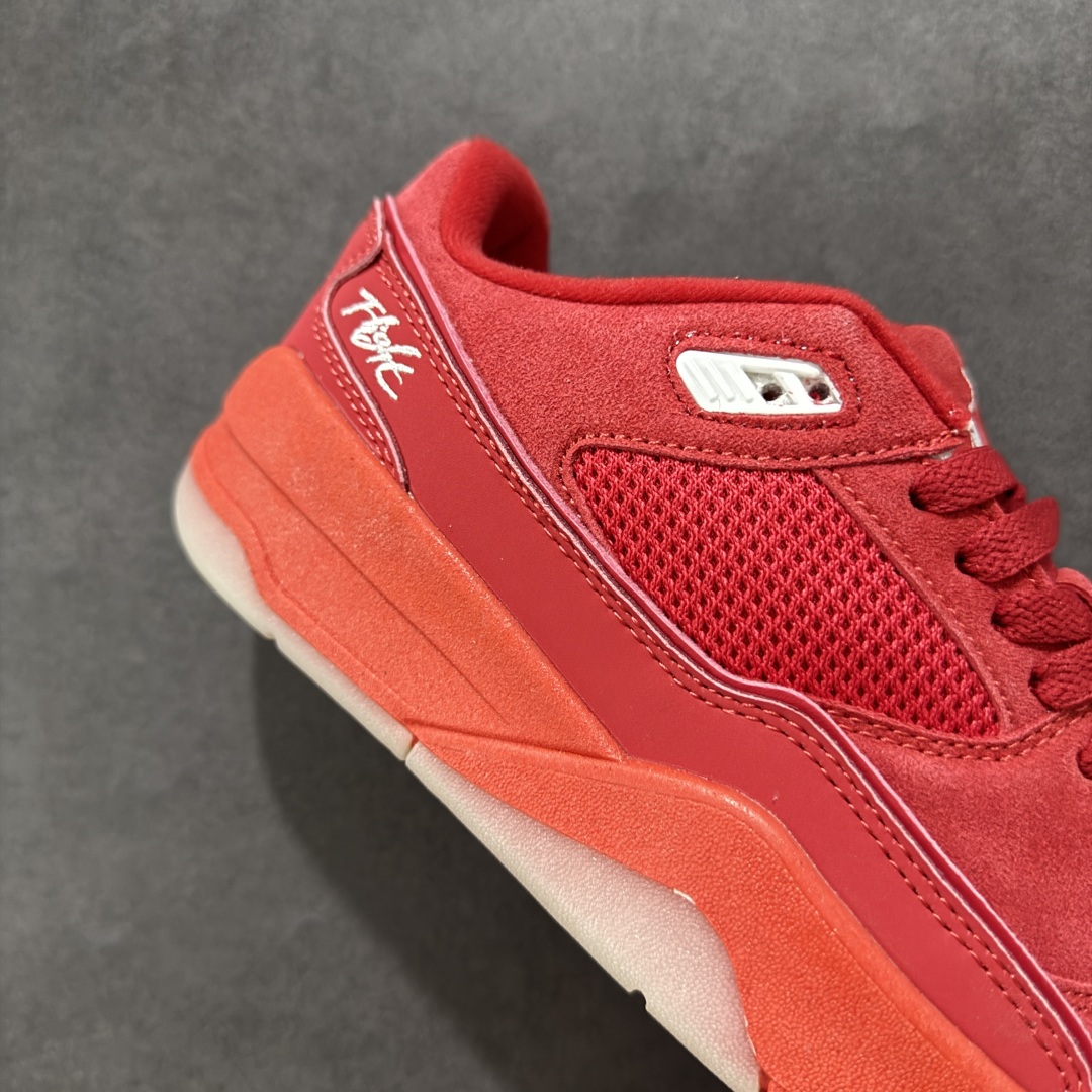 图片[6]-【公司级】Air Jordan 4 Retro Flight Court \”Varsity Red\” 低帮 红色 AJ4 乔丹4代 aj4 乔4 低邦 红色 乔丹篮球鞋系列 鞋款整体以红色麂皮打造，鞋舌及后跟Jumpman Logo采用白色刺绣点缀，后跟侧身Flighth字样也辅以白色刺绣呈现，秉承轻量化的速度型篮球鞋设计思想完成设计，降低重量的同时提升舒适度，中底延续前作使用了分离式后掌可视化Air Soles气垫。鞋带孔和后跟鞋提以籃网为造型灵感，将篮球运动巧妙融入到鞋款的设计之中，使鞋身整体富有流动性、节奏感和优雅气质。 货号：FZ9854-601 尺码：36～47.5半-选品中心