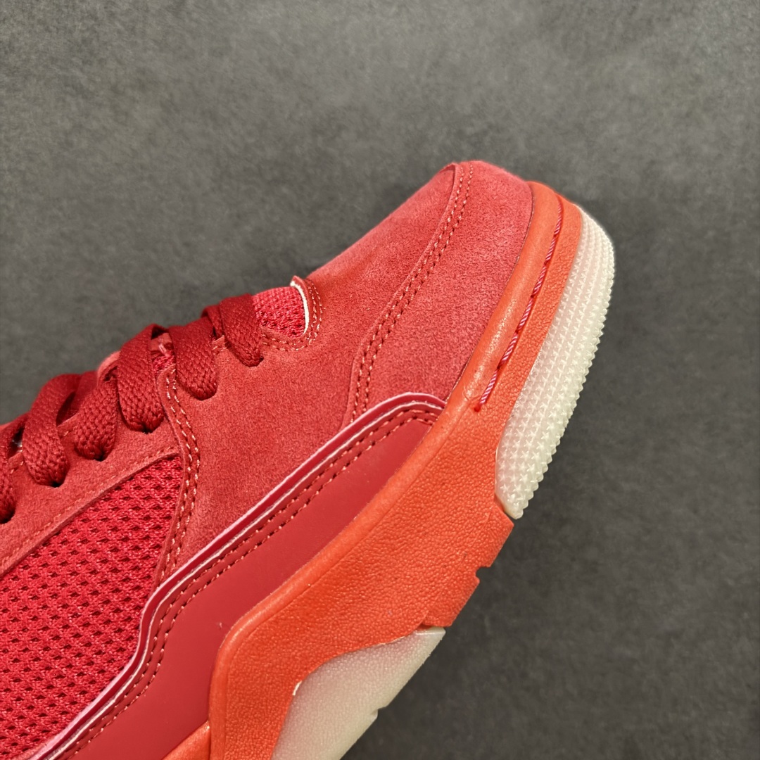 图片[5]-【公司级】Air Jordan 4 Retro Flight Court \”Varsity Red\” 低帮 红色 AJ4 乔丹4代 aj4 乔4 低邦 红色 乔丹篮球鞋系列 鞋款整体以红色麂皮打造，鞋舌及后跟Jumpman Logo采用白色刺绣点缀，后跟侧身Flighth字样也辅以白色刺绣呈现，秉承轻量化的速度型篮球鞋设计思想完成设计，降低重量的同时提升舒适度，中底延续前作使用了分离式后掌可视化Air Soles气垫。鞋带孔和后跟鞋提以籃网为造型灵感，将篮球运动巧妙融入到鞋款的设计之中，使鞋身整体富有流动性、节奏感和优雅气质。 货号：FZ9854-601 尺码：36～47.5半-选品中心