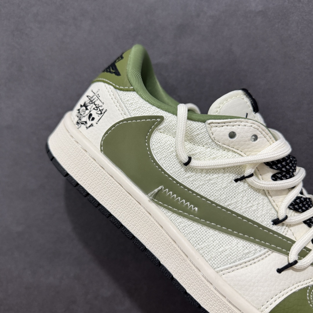 【定制版】Travis Scott x Fragment Design x Air Jordan 1 Low OG SP AJ1 斯图西联名 绿麻抽绳 低帮文化休闲板鞋 DM6868-104