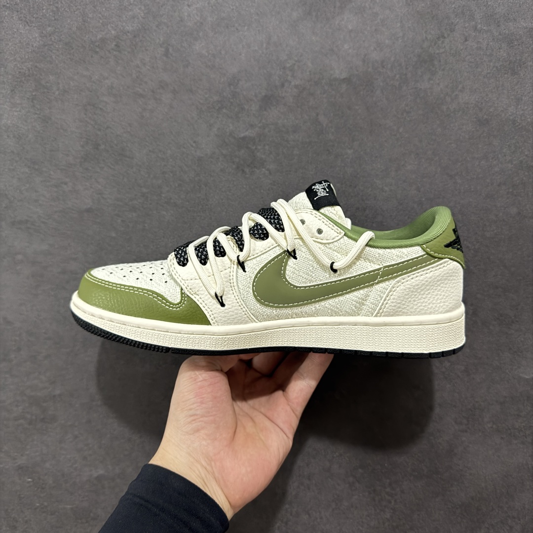 【定制版】Travis Scott x Fragment Design x Air Jordan 1 Low OG SP AJ1 斯图西联名 绿麻抽绳 低帮文化休闲板鞋 DM6868-104