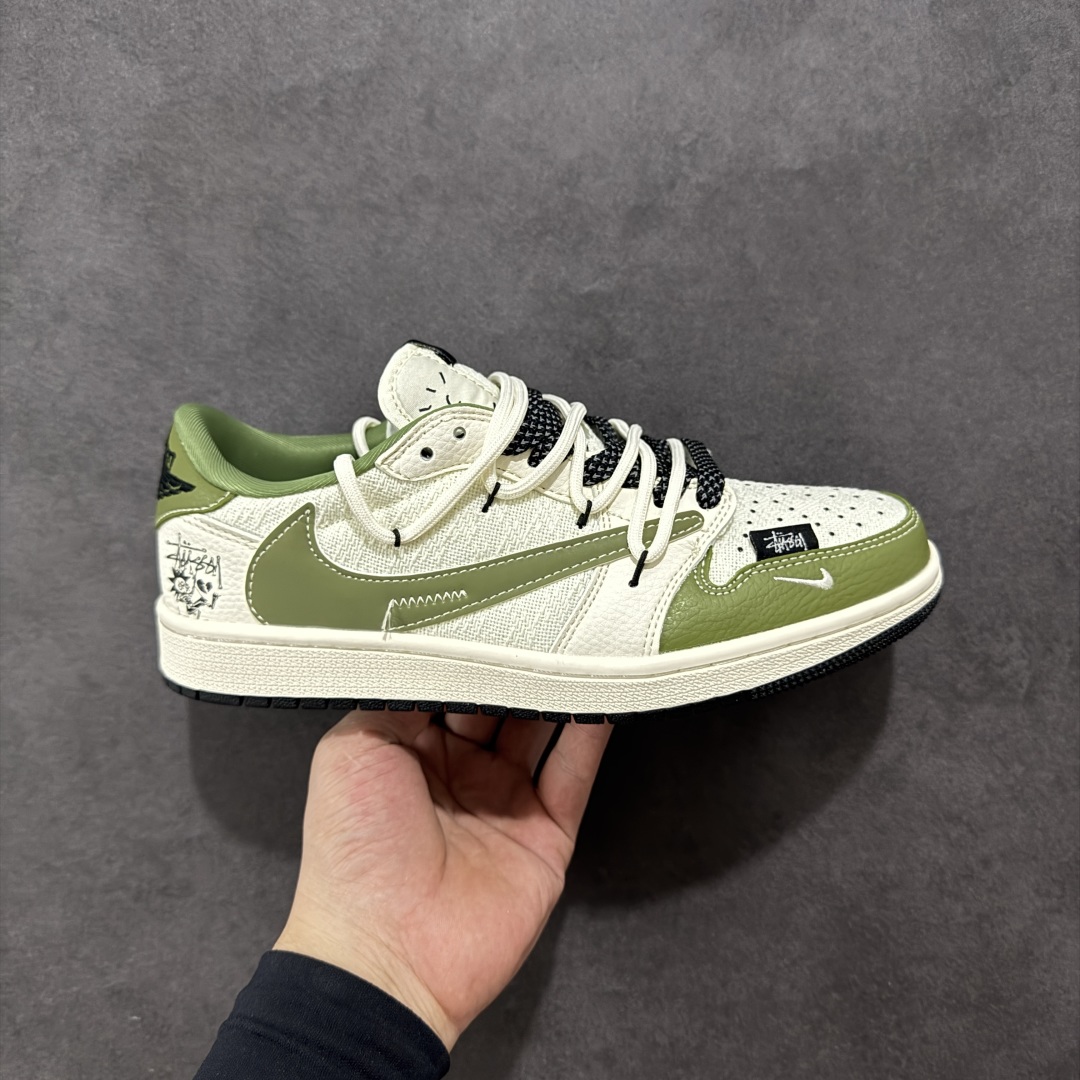 【定制版】Travis Scott x Fragment Design x Air Jordan 1 Low OG SP AJ1 斯图西联名 绿麻抽绳 低帮文化休闲板鞋 DM6868-104