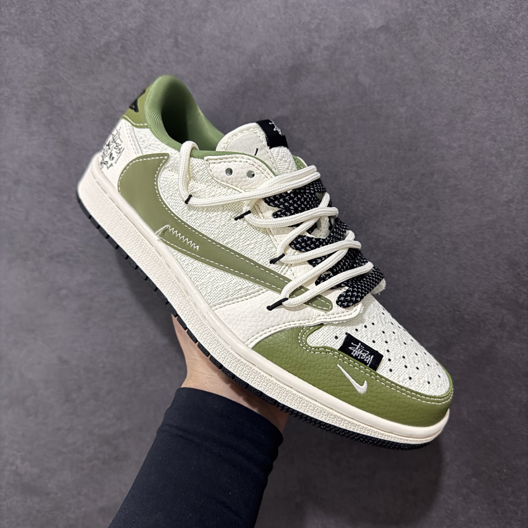 【定制版】Travis Scott x Fragment Design x Air Jordan 1 Low OG SP AJ1 斯图西联名 绿麻抽绳 低帮文化休闲板鞋 DM6868-104