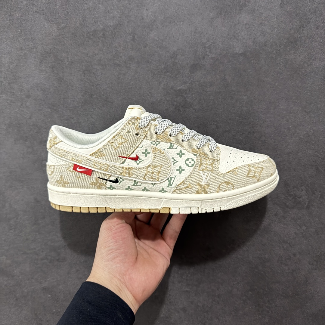 【定制版】Nike SB Dunk Low LV联名 织布印花卡其勾 周年高端定制 低帮休闲板鞋 YX5066-352