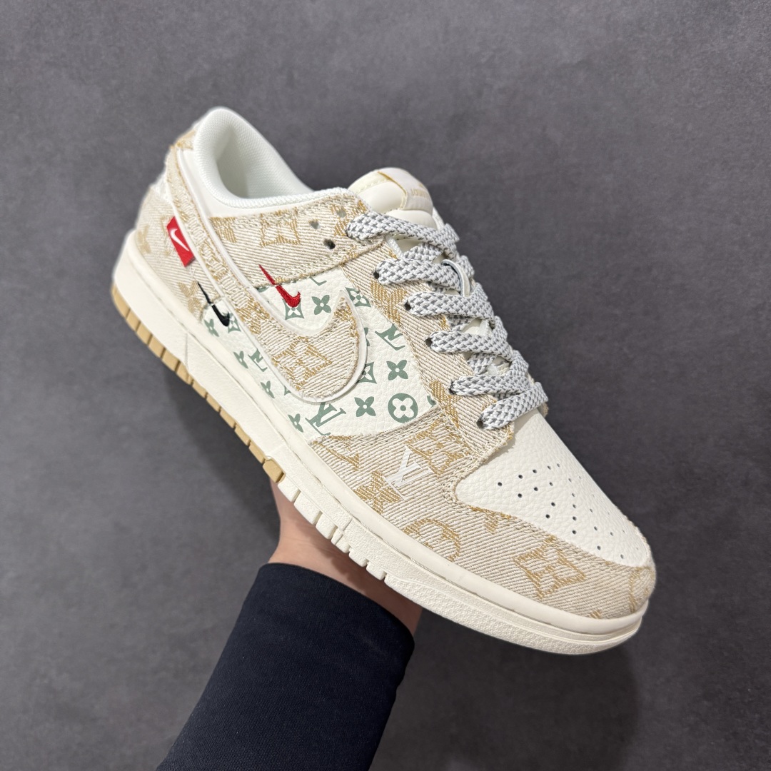 【定制版】Nike SB Dunk Low LV联名 织布印花卡其勾 周年高端定制 低帮休闲板鞋 YX5066-352