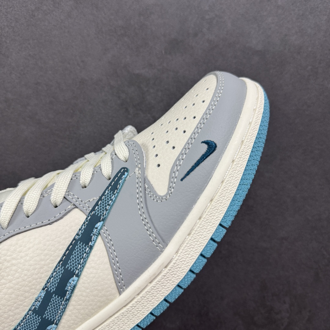 【定制版】Travis Scott x Fragment Design x Air Jordan 1 Low OG SP AJ1 北面联名 青方格勾 低帮文化休闲板鞋 LD2025-026