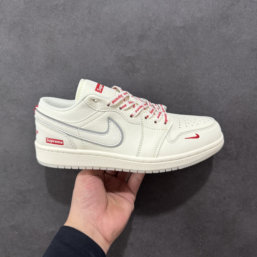 【定制版】Air Jordan 1 Low AJ1 乔1 Supreme联名 米白水晶底 高端定制低帮复古篮球鞋 XX3168-186