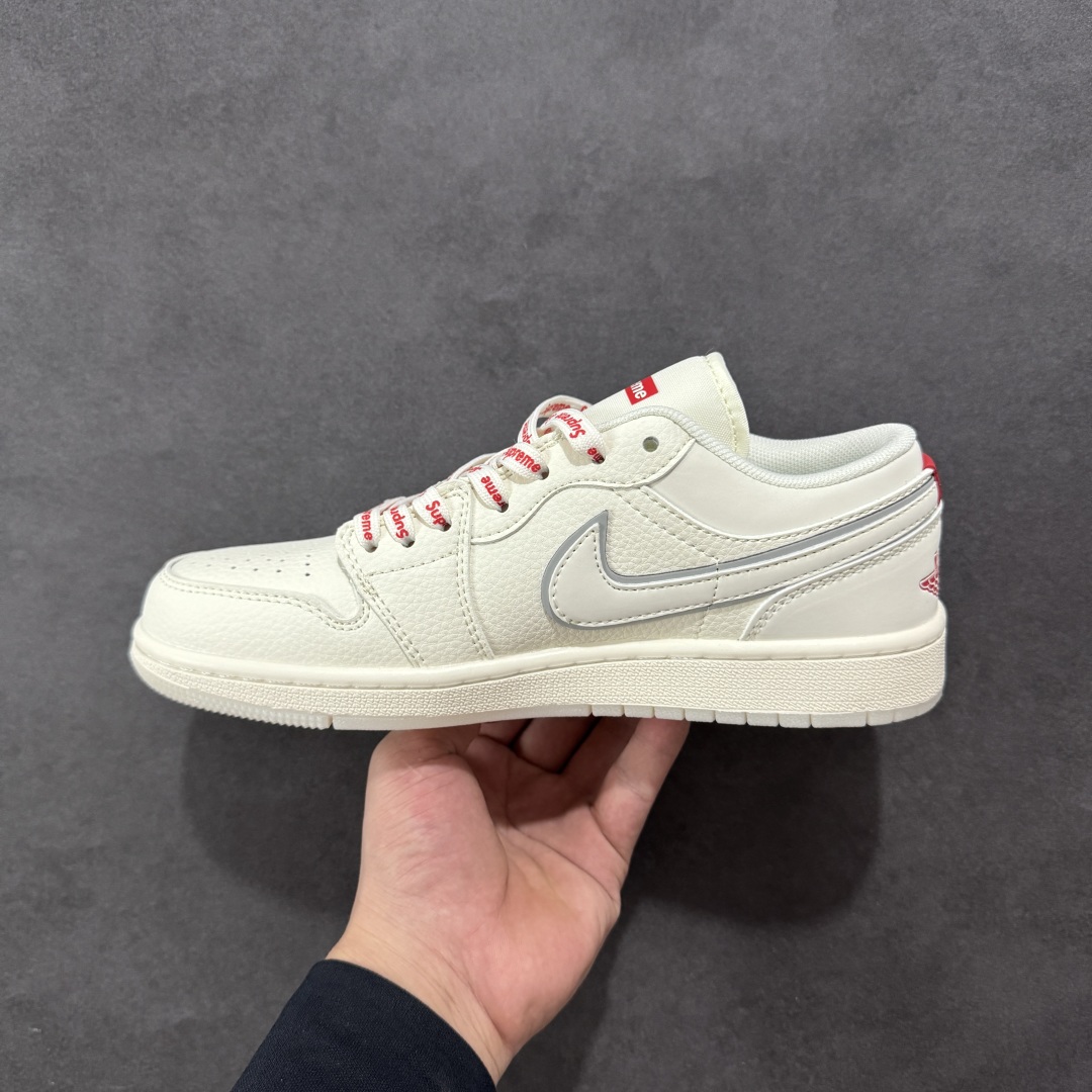【定制版】Air Jordan 1 Low AJ1 乔1 Supreme联名 米白水晶底 高端定制低帮复古篮球鞋 XX3168-186