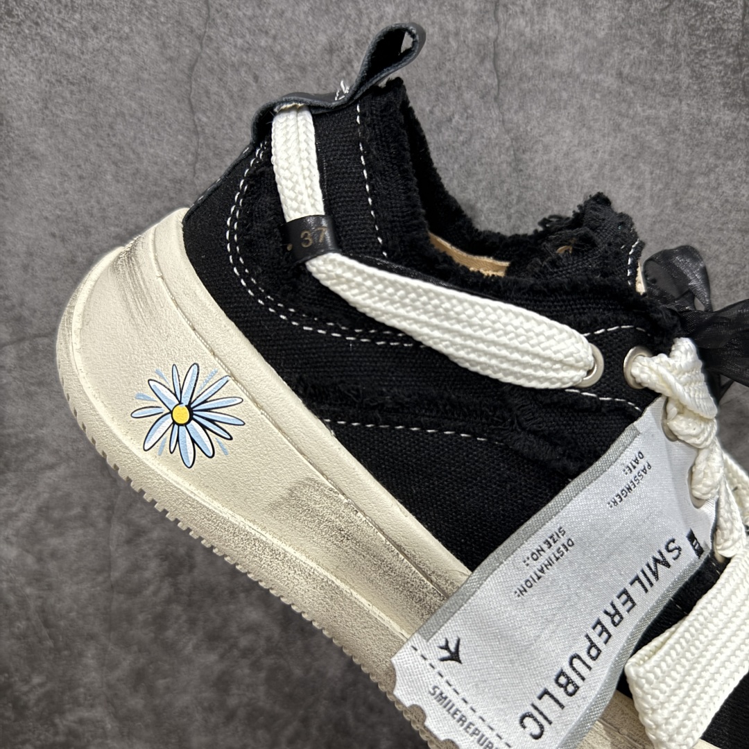 280 【广东纯原版本】檀健次主理新晋街头鞋履品牌SMILEREPUBLIC Canvas Sneakers Low 松糕厚底增高低帮反系带乞丐风帆布低帮休闲运动鞋“银白鳞片”SR20230101097