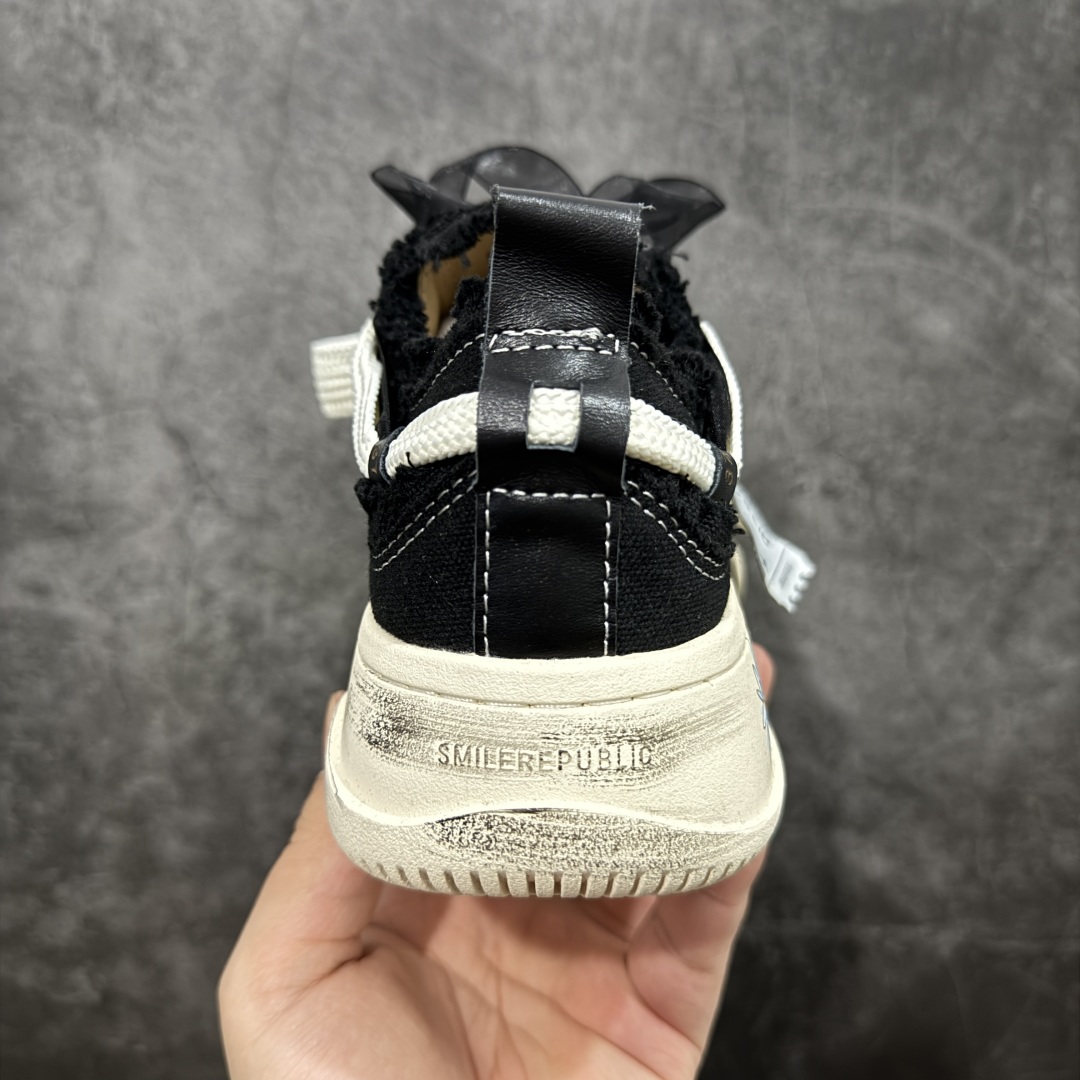 280 【广东纯原版本】檀健次主理新晋街头鞋履品牌SMILEREPUBLIC Canvas Sneakers Low 松糕厚底增高低帮反系带乞丐风帆布低帮休闲运动鞋“银白鳞片”SR20230101097