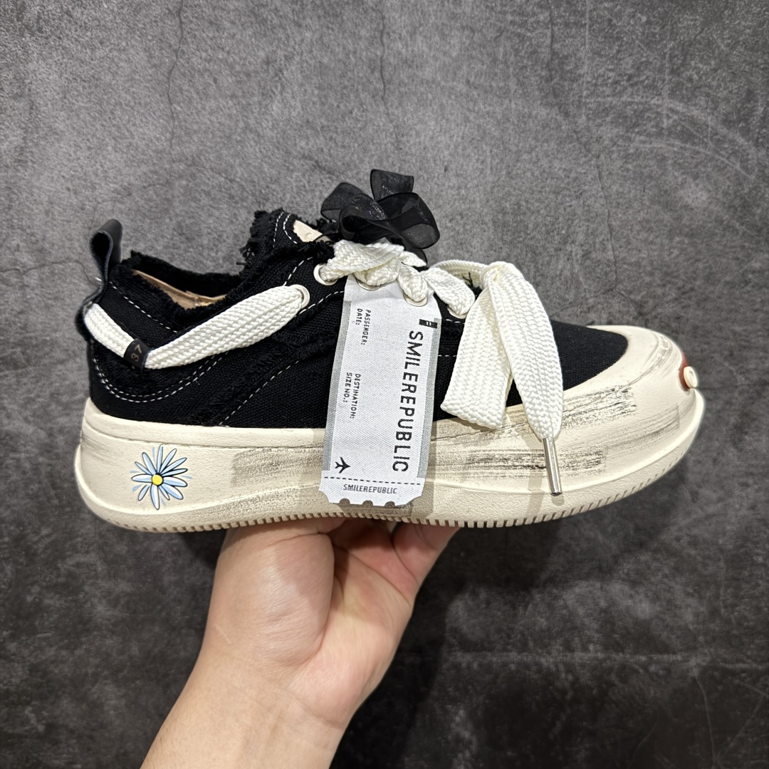 280 【广东纯原版本】檀健次主理新晋街头鞋履品牌SMILEREPUBLIC Canvas Sneakers Low 松糕厚底增高低帮反系带乞丐风帆布低帮休闲运动鞋“银白鳞片”SR20230101097