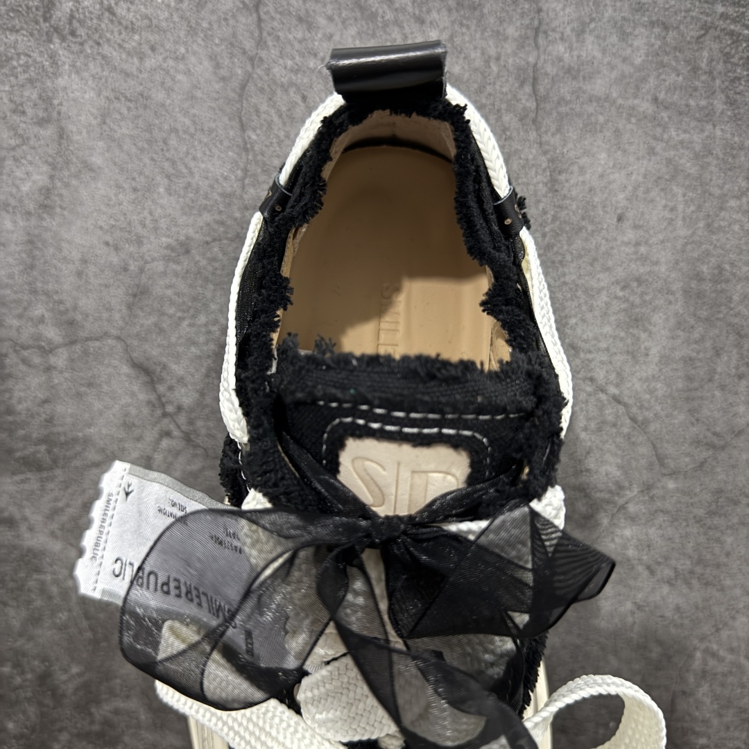280 【广东纯原版本】檀健次主理新晋街头鞋履品牌SMILEREPUBLIC Canvas Sneakers Low 松糕厚底增高低帮反系带乞丐风帆布低帮休闲运动鞋“银白鳞片”SR20230101097