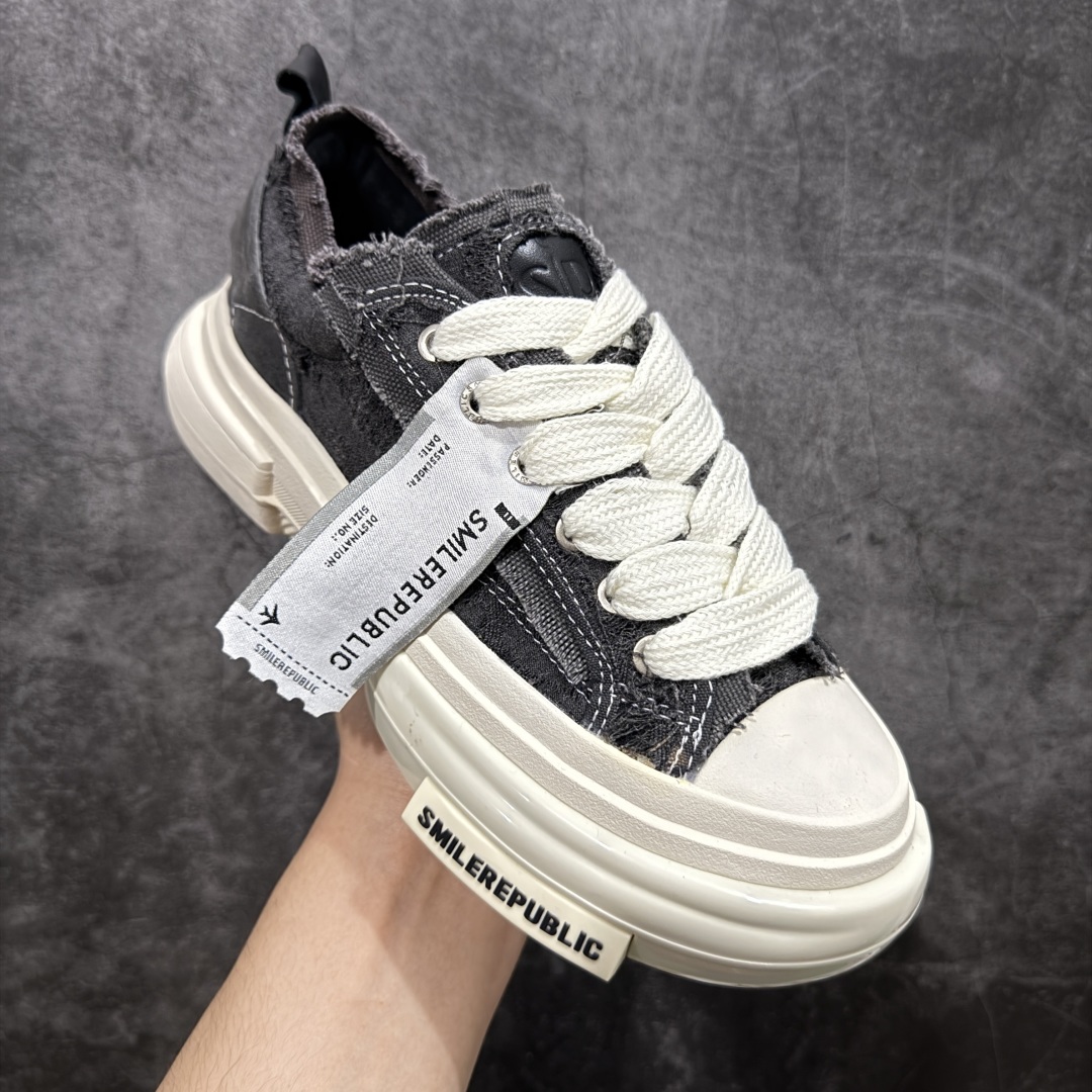 【广东纯原版本】SMILEREPUBLIC INCEPTION GRAY FRINGE 檀健次70s灰色流苏增高低帮帆布休闲鞋