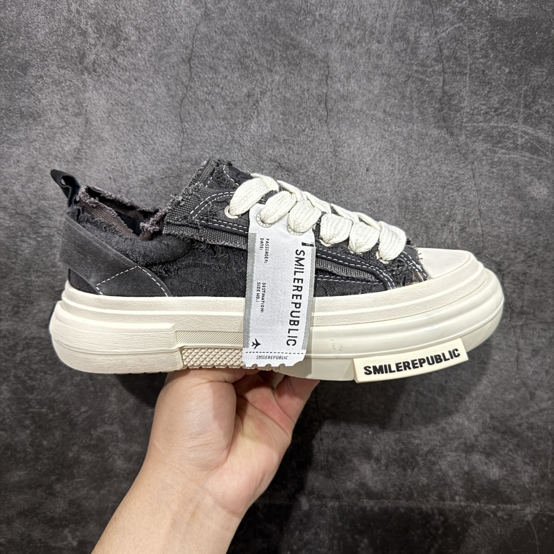 【广东纯原版本】SMILEREPUBLIC INCEPTION GRAY FRINGE 檀健次70s灰色流苏增高低帮帆布休闲鞋