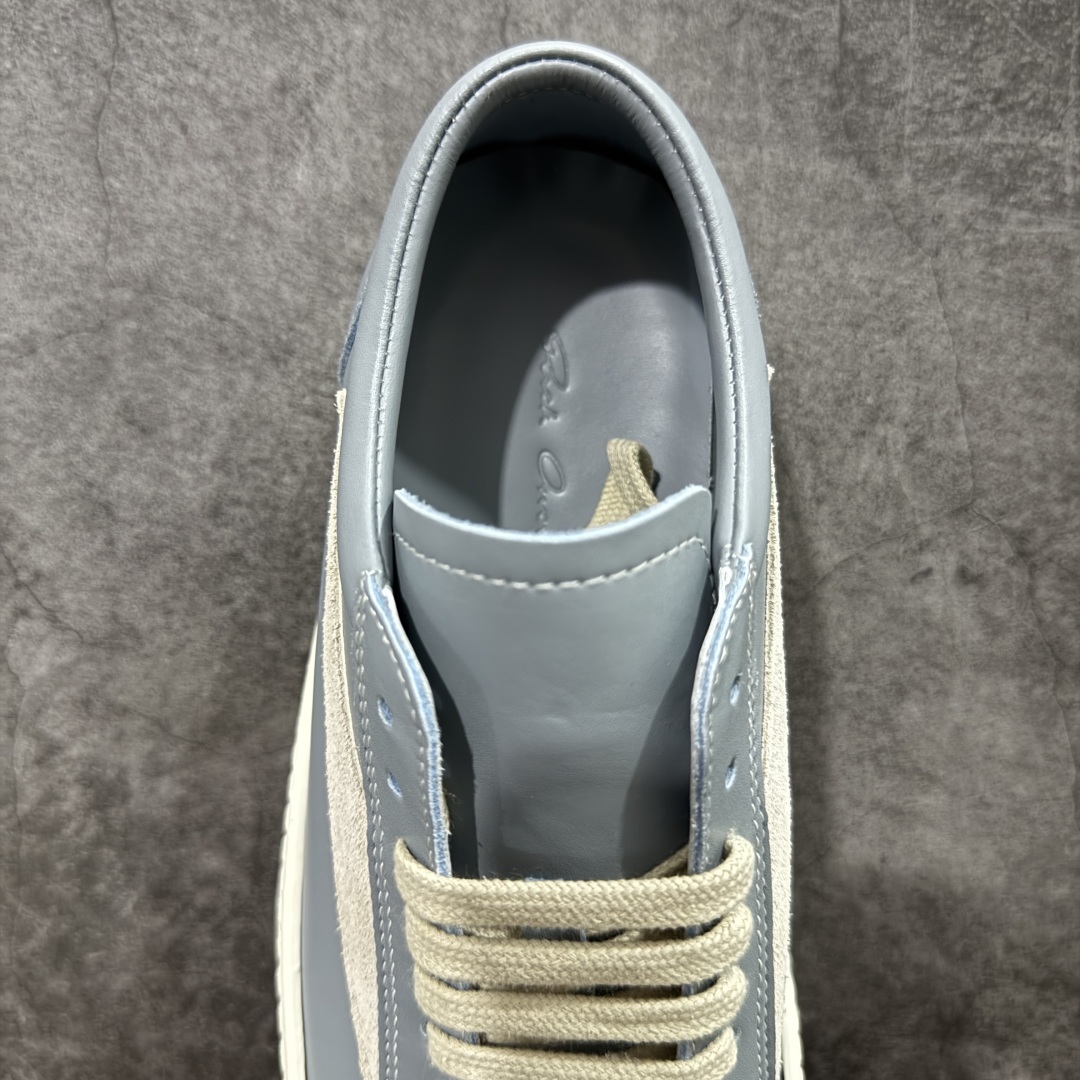 【G版纯原】Rick Owens Edfu 瑞克·欧文斯低帮皮面时尚运动板鞋 雾霾蓝