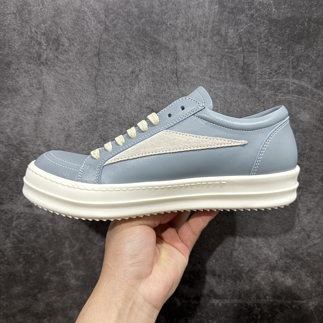 【G版纯原】Rick Owens Edfu 瑞克·欧文斯低帮皮面时尚运动板鞋 雾霾蓝