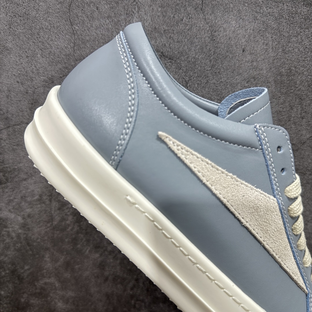 【G版纯原】Rick Owens Edfu 瑞克·欧文斯低帮皮面时尚运动板鞋 雾霾蓝