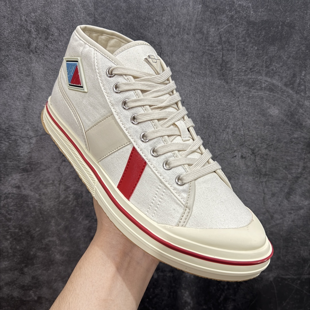 图片[3]-【YH版】意大利奢侈品牌-宝缇嘉/葆蝶家-Bottega Veneta Eliot Canvas Mid Sneakers 艾略特系列中帮复古舒适休闲运动板鞋“帆布红黄” 采用进口全工艺帆布鞋面鞋面材质 加入纤维革锁边处理 内嵌软质PU革贴合加厚恢复性EVA缓震脚垫 外置防变形耐磨TPU橡胶大底 尺码：35-45-选品中心