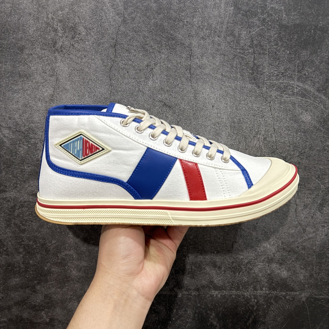 【YH版】意大利奢侈品牌-宝缇嘉/葆蝶家-Bottega Veneta Eliot Canvas Mid Sneakers 艾略特系列中帮复古舒适休闲运动板鞋“帆布红黄”