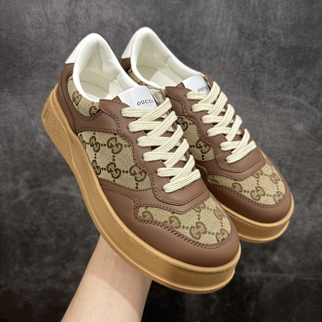 【HS顶级礼盒版】Gucci 2025全新升级版 GG情侣款厚底饼干鞋 小白鞋运动平板鞋