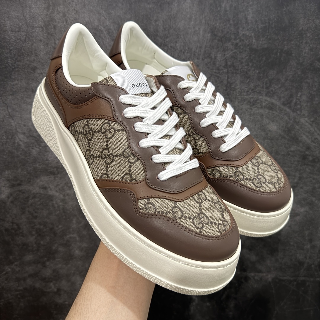 【HS顶级礼盒版】Gucci 2025全新升级版 GG情侣款厚底饼干鞋 小白鞋运动平板鞋