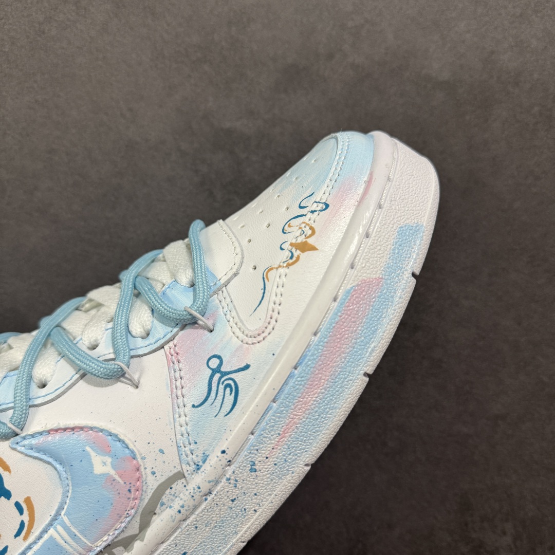 【定制球鞋]Nike Court Borough “蓝影逸姿”解构手绘 潮流简约低帮板鞋 BQ5448-215