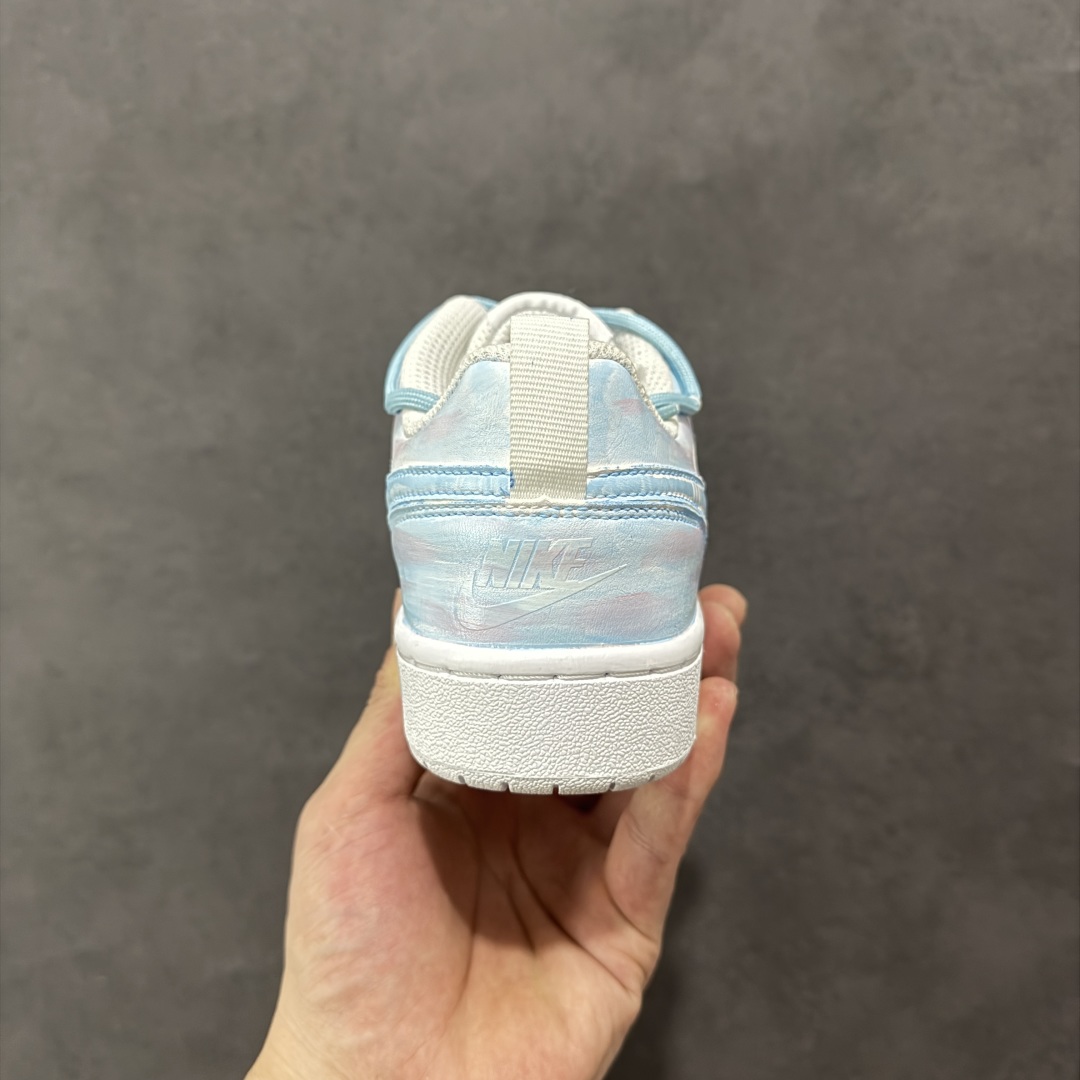 【定制球鞋]Nike Court Borough “蓝影逸姿”解构手绘 潮流简约低帮板鞋 BQ5448-215