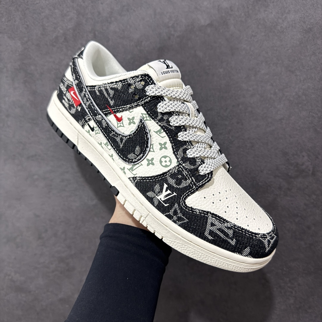 【定制版】Nike SB Dunk Low LV联名 黑牛仔黑勾 周年高端定制 低帮休闲板鞋 YX5066-351