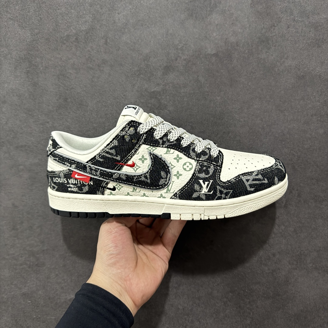 【定制版】Nike SB Dunk Low LV联名 黑牛仔黑勾 周年高端定制 低帮休闲板鞋 YX5066-351