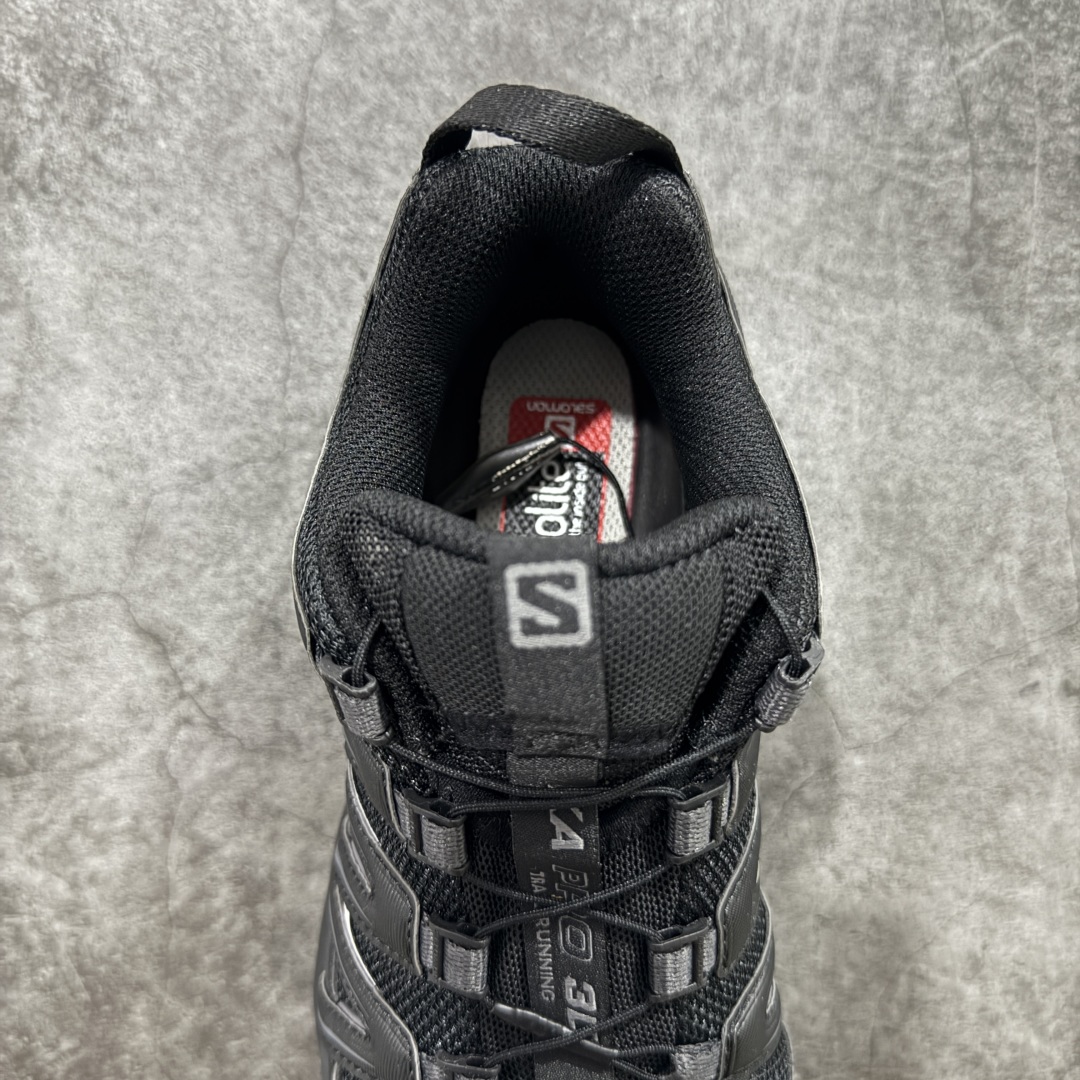 图片[8]-【666版本】SALOMON 萨洛蒙 XA PRO 3D 户外运动 网布减震防滑透气 低帮跑步鞋 男女同款 纯黑色 416174 全新品质 巅峰之作 所有配色均购物原版拆解1：1开发 原材料打造 非市场公版便宜货 私模大底 清洁度比市场所有版本都高 全套原纸板楦头开发 原厂网布配套 确保原汁原味 完美呈现版型 原档数据独家私模五层组合大底 男女鞋同步官方开发至46 原装Ortholite轻量化鞋垫 中底布带钢印编号 原厂TPU锁扣 进口港宝加持 后跟自然饱满 还原公司包裹性 鞋面采用SENSIFT贴合技术 全方位贴合包裹脚型 鞋跟部鞋底牵引设计 提供强大的抓地性能 更适应野外崎岖不平的道路 其3D ADVANCED CHASSIS底盘 材料轻量大化 钉齿设计更具稳定性 防护性 鞋底易磨损区运用CONTAGRIP高耐磨材料 应对城市硬质路面长距离跑考验 尺码：36 36.5 37.5 38 38.5 39 40 40.5 41 42 42.5 43 44 45 46-选品中心