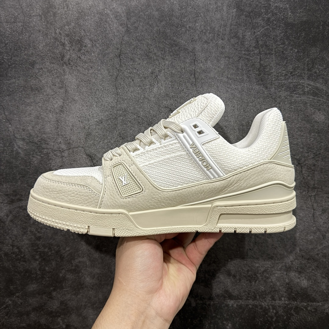 HS纯原礼盒版 LV Trainer系列高奢运动鞋 白米拼色