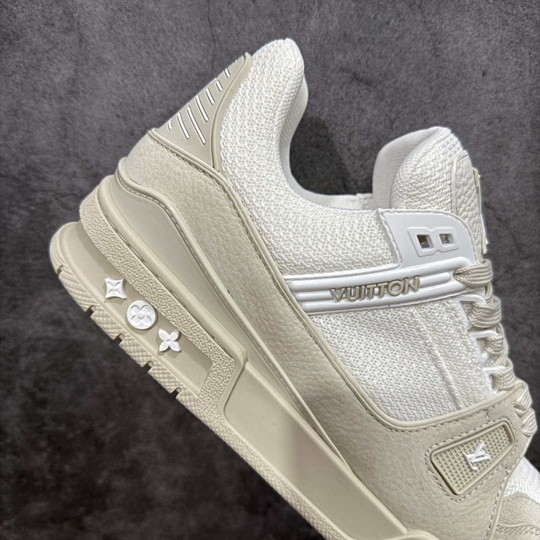 HS纯原礼盒版 LV Trainer系列高奢运动鞋 白米拼色